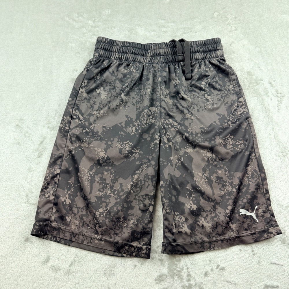 Puma‎ Boys Camo Athletic Shorts Grey Black M 10/12